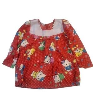 Red & White Polka-dot Hello Kitty Long Sleeve Girls Shirt